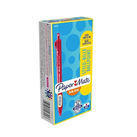 Paper Mate 1 mm Inkjoy 300 RT Retractable Ballpoint Pen, Red, 12PK PA471512